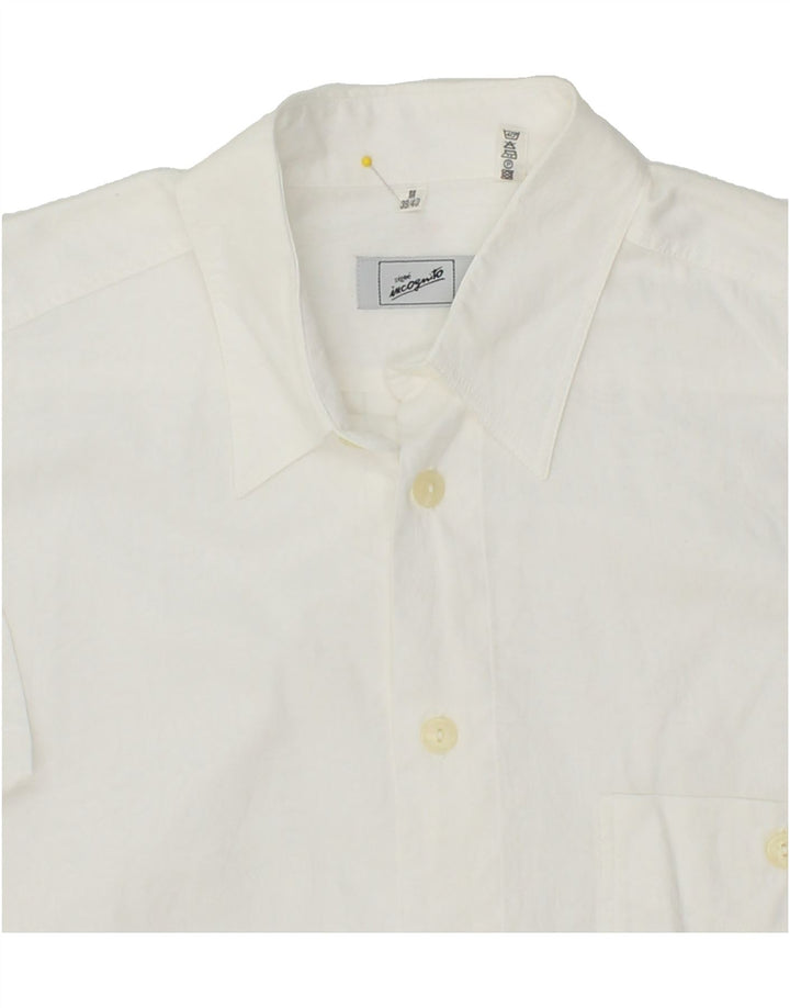 INCOGNITO Mens Short Sleeve Shirt Size 39/40 Medium White Cotton Vintage Incognito and Second-Hand Incognito from Messina Hembry 