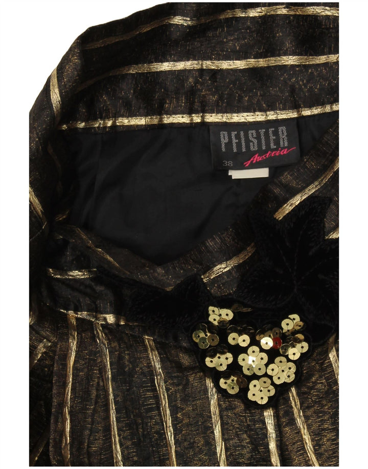 PFISTER Ženska suknja A-kroja visokog struka EU 38 srednje veličine W26 na zlatne pruge