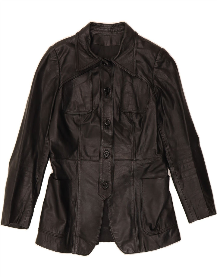 VINTAGE Womens Leather Jacket IT 44 Medium Black Vintage Vintage and Second-Hand Vintage from Messina Hembry 