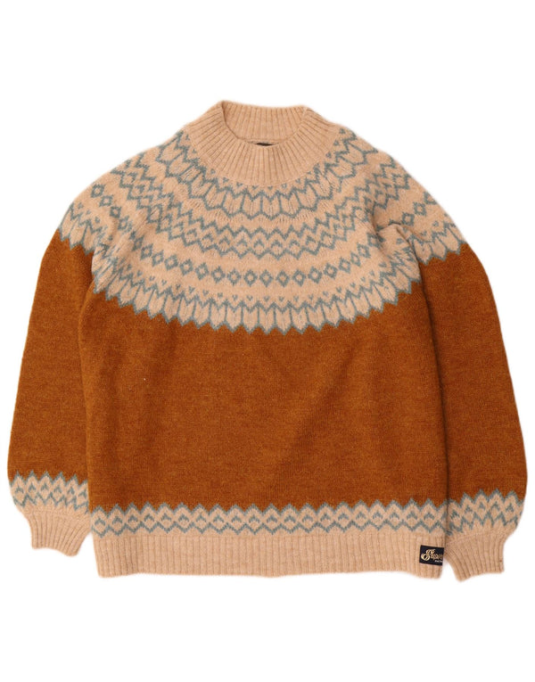 Superdry ženski džemper s kornjačevim ovratnikom UK 14 Large Brown Fair Isle