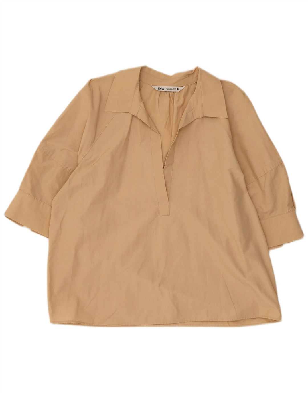 Zara ženski gornji dio bluze UK 16 Large Beige Cotton