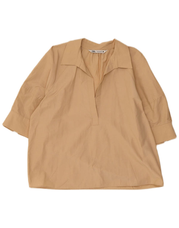 Zara ženski gornji dio bluze UK 16 Large Beige Cotton