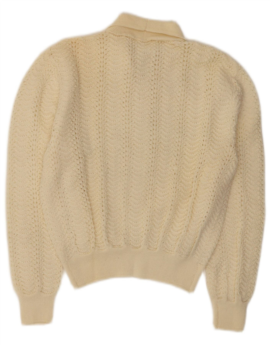 Vintage ženski kratki kardigan pulover UK 10 Small Off White