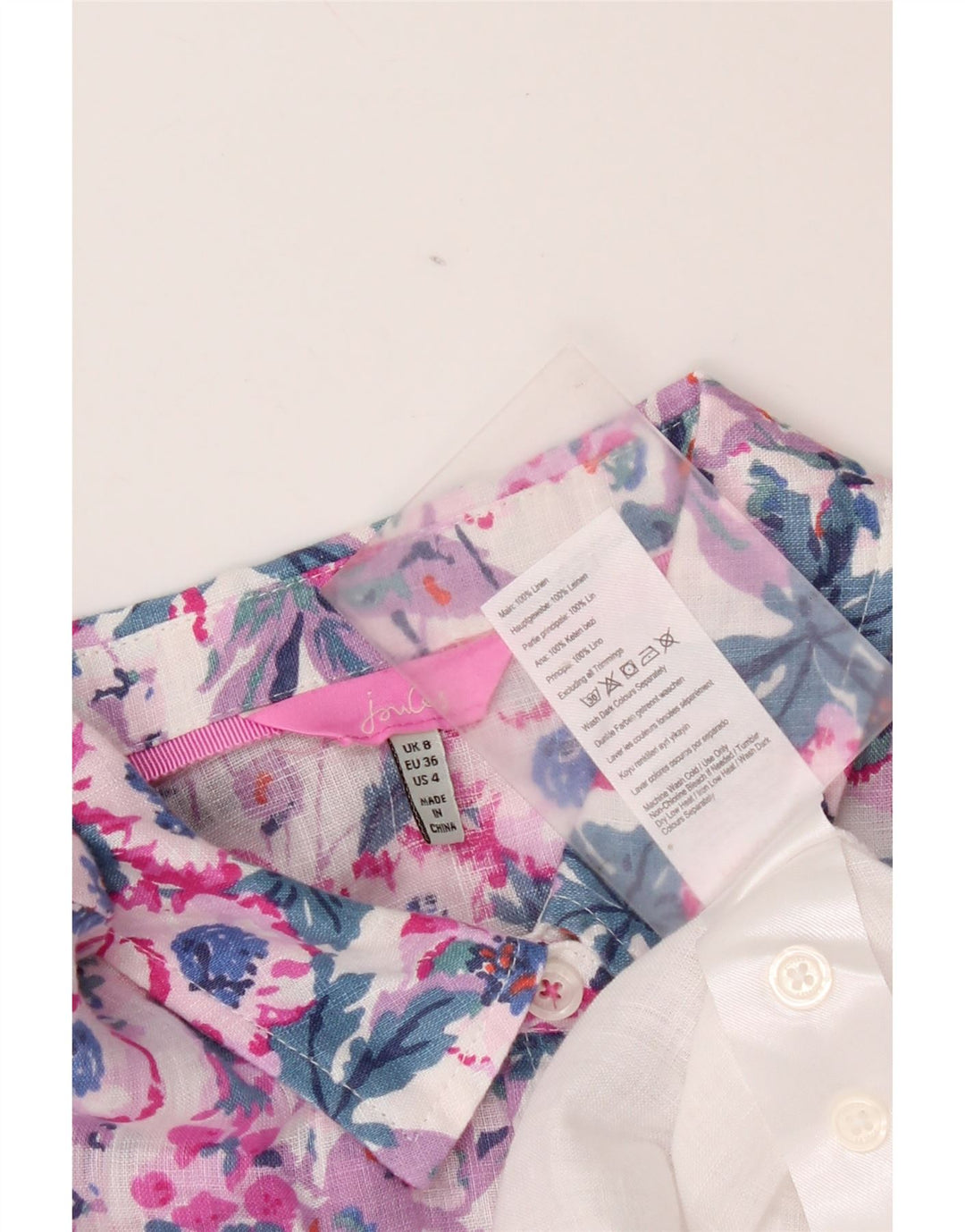 Joules ženska prevelika košulja UK 8 Mala bijela cvjetna posteljina