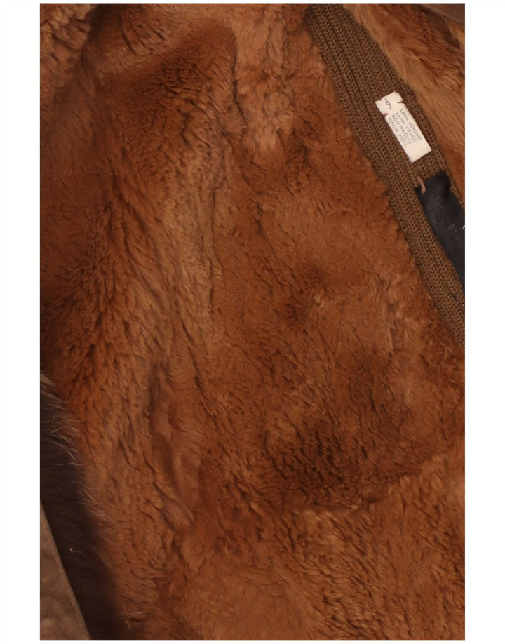 Vintage ženski šerpa kaput od antilop kože UK 14 srednje smeđe boje