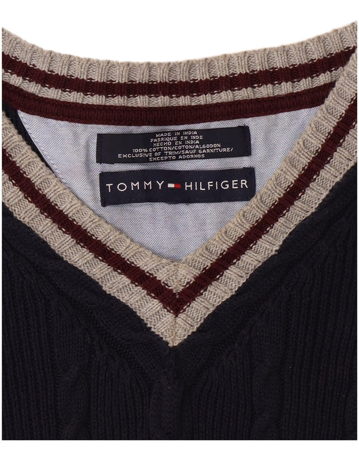 TOMMY HILFIGER Muški džemper s V-izrezom XL tamnoplavi pamuk u blokovima boja