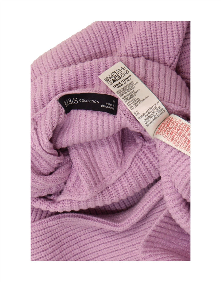 MARKS & SPENCER Womens Roll Neck Jumper Sweater UK 14 Medium Pink Viscose Vintage Marks & Spencer and Second-Hand Marks & Spencer from Messina Hembry 