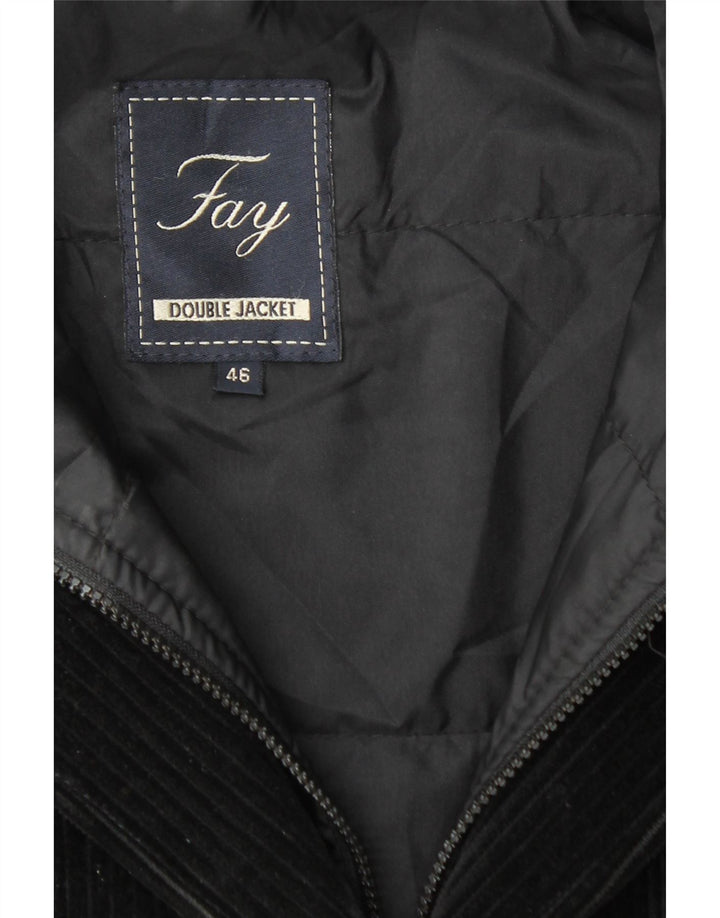 FAY Ženska jakna od samta s 3 gumba IT 46 velika crna