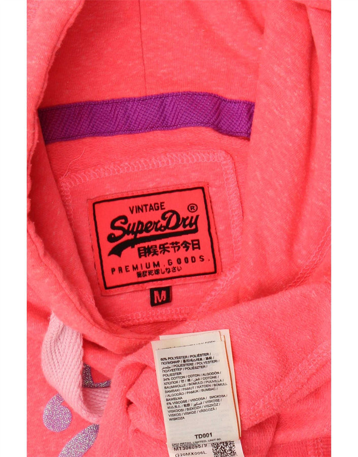 Superdry ženska majica s kapuljačom s kapuljačom UK 14 Srednje ružičasti poliester