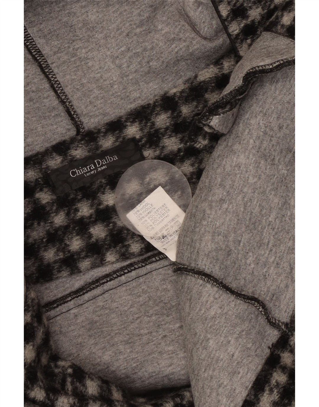 VINTAGE ženska bomber jakna s kapuljačom UK 18 XL crna karirana vuna