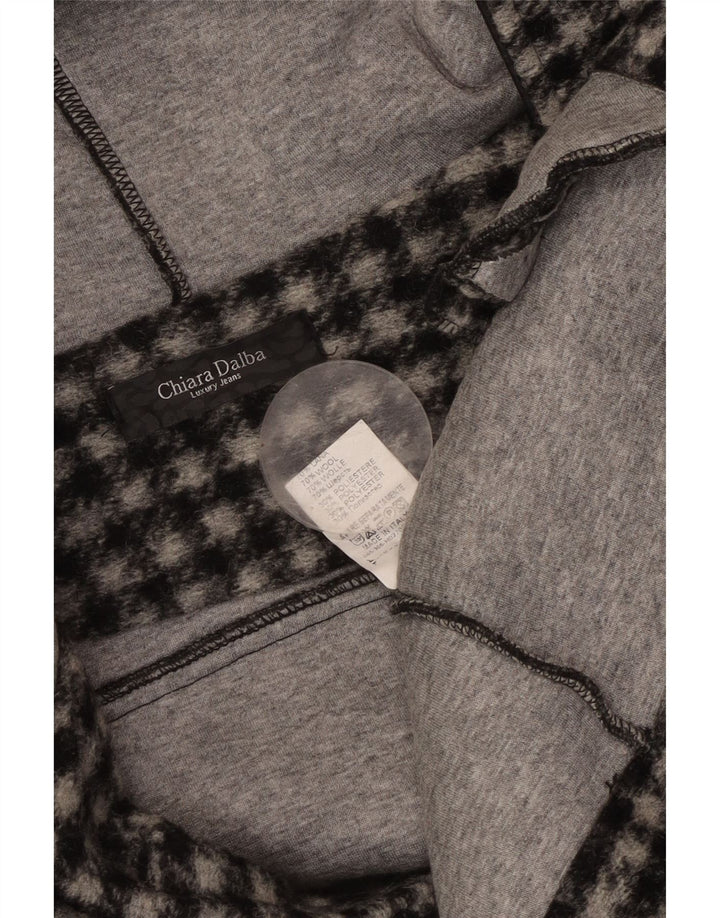 VINTAGE ženska bomber jakna s kapuljačom UK 18 XL crna karirana vuna