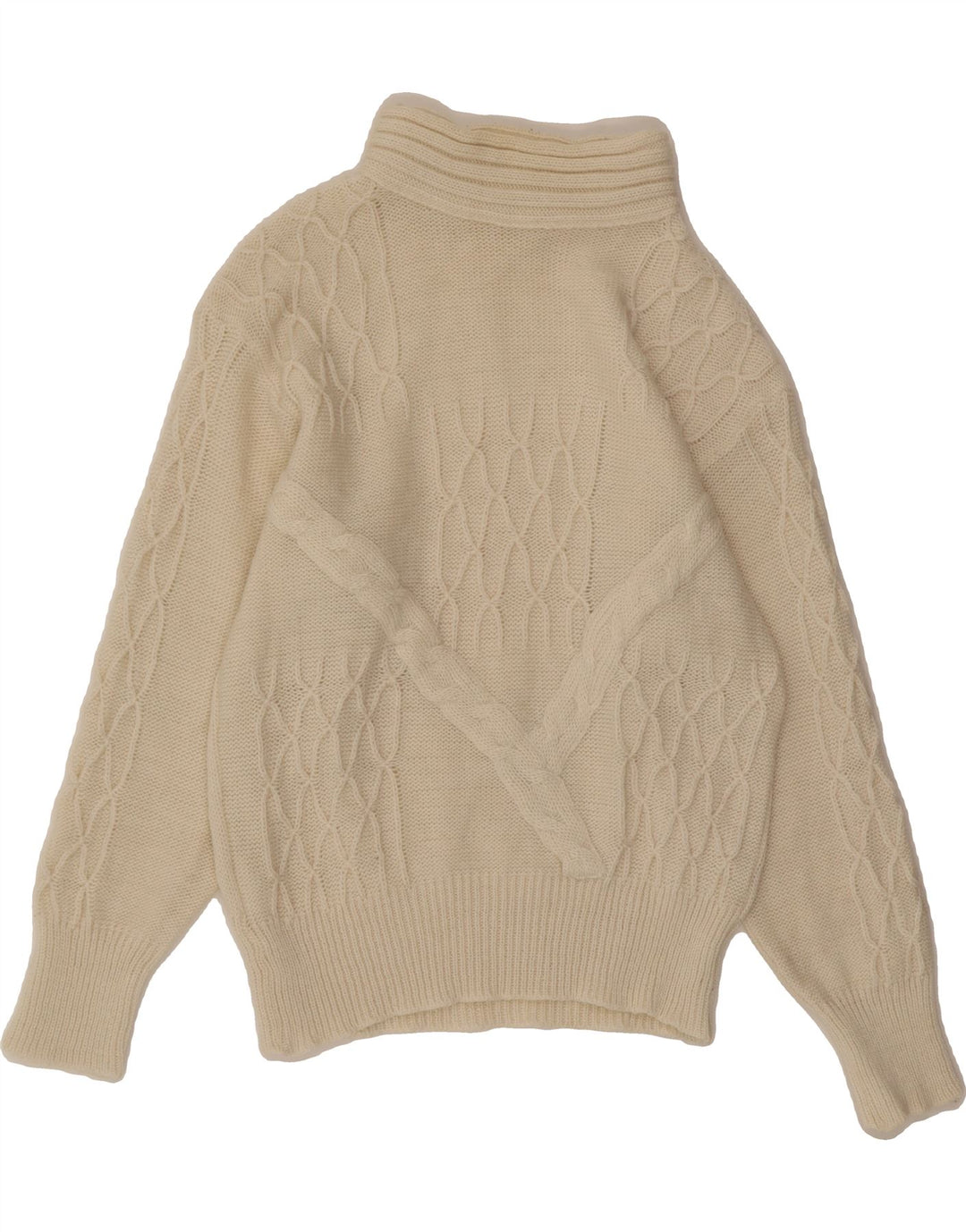 VINTAGE Womens Roll Neck Jumper Sweater UK 12 Medium Off White Vintage Vintage and Second-Hand Vintage from Messina Hembry 