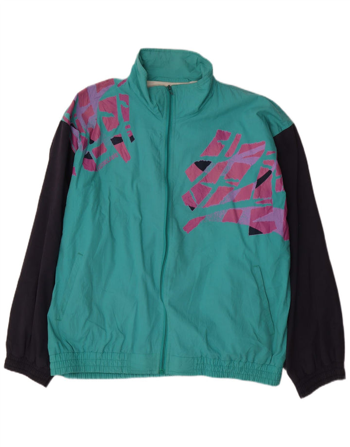 VINTAGE muška trenirka Gornja jakna XL Tirkizna poliesterska boja