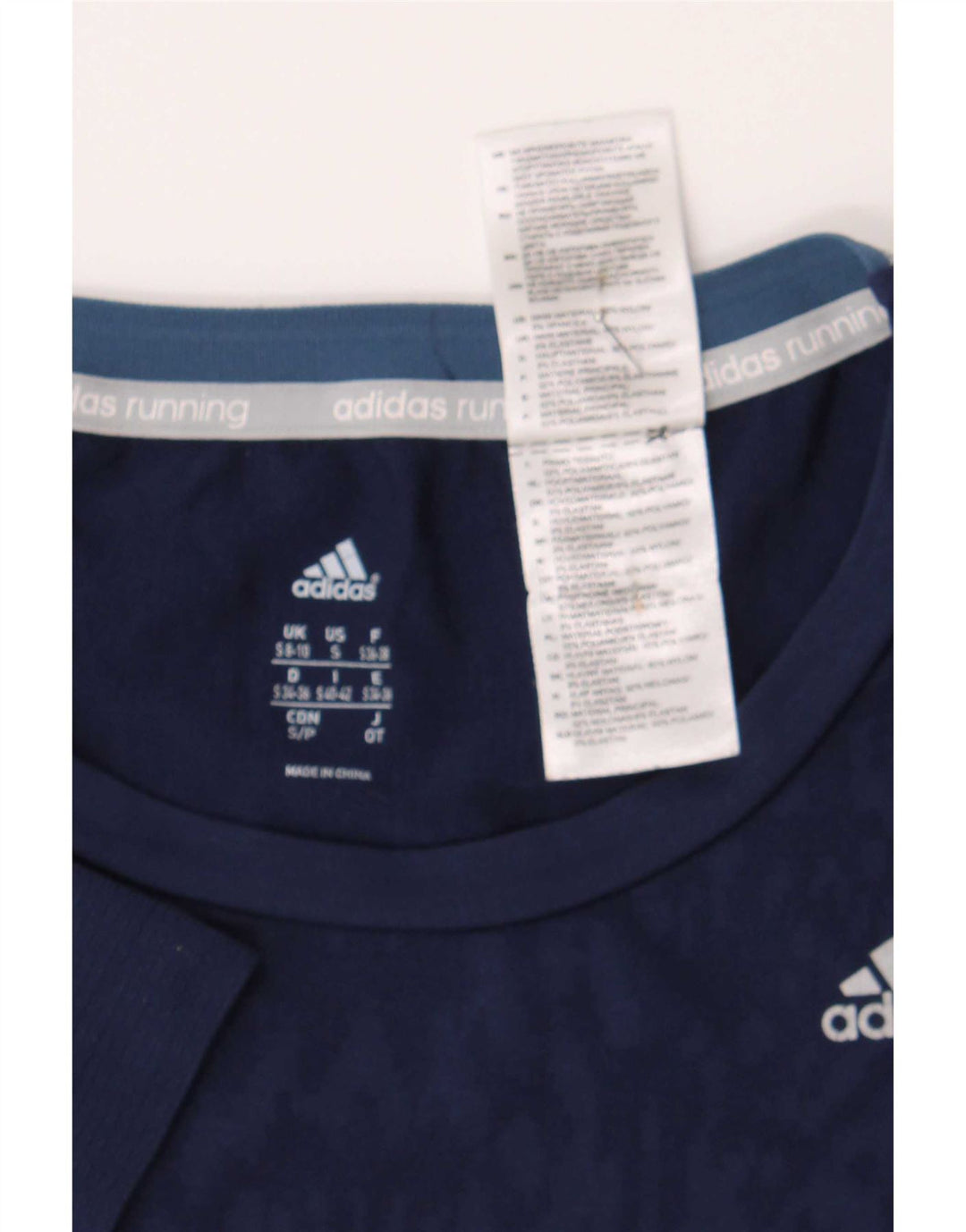 Adidas ženska majica kratkih rukava za trčanje s apstraktnim uzorkom UK 8/10 Mala tamnoplava