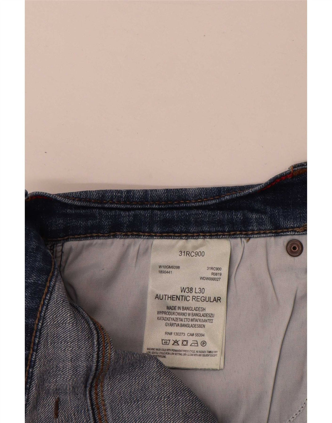 Wrangler Authentic Regular Straight Traperice W38 L30 Plavi pamuk