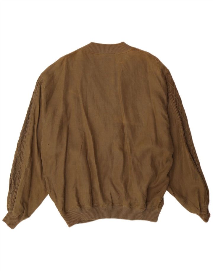 MALAGRIDA Mens Bomber Jacket UK 42 XL Beige Linen