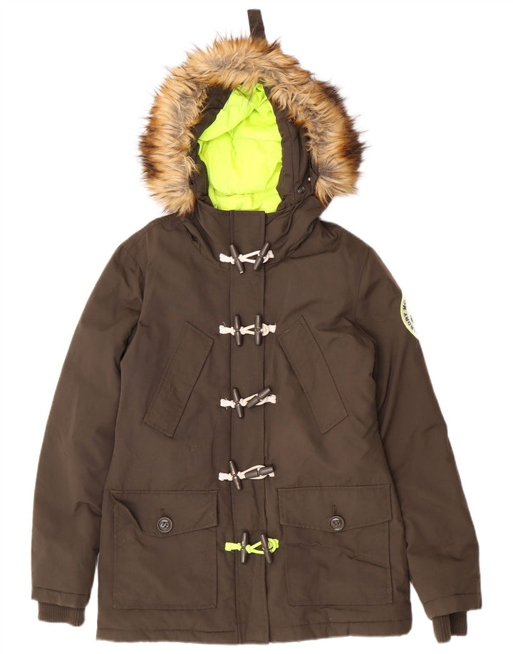 Superdry ženska prevelika parka jakna s kapuljačom UK 10 Mala kaki najlon