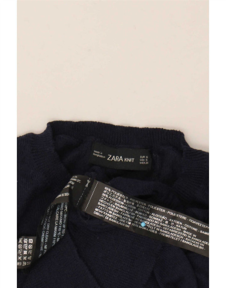 Zara ženski pulover s okruglim izrezom UK 10 Mali tamnoplavi poliester