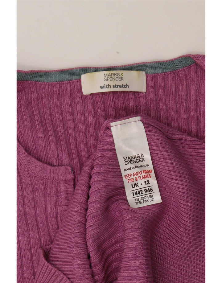 Marks & Spencer ženski džemper s V-izrezom UK 12 srednje ružičasta viskoza