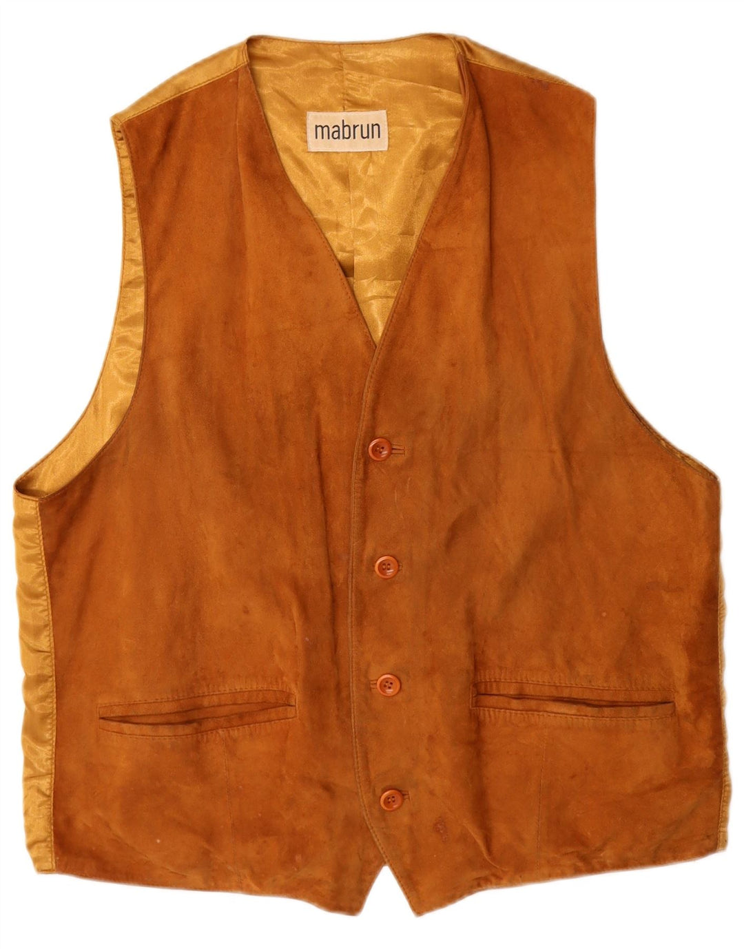 MABRUN Mens Suede Waistcoat IT 56 3XL Brown Leather