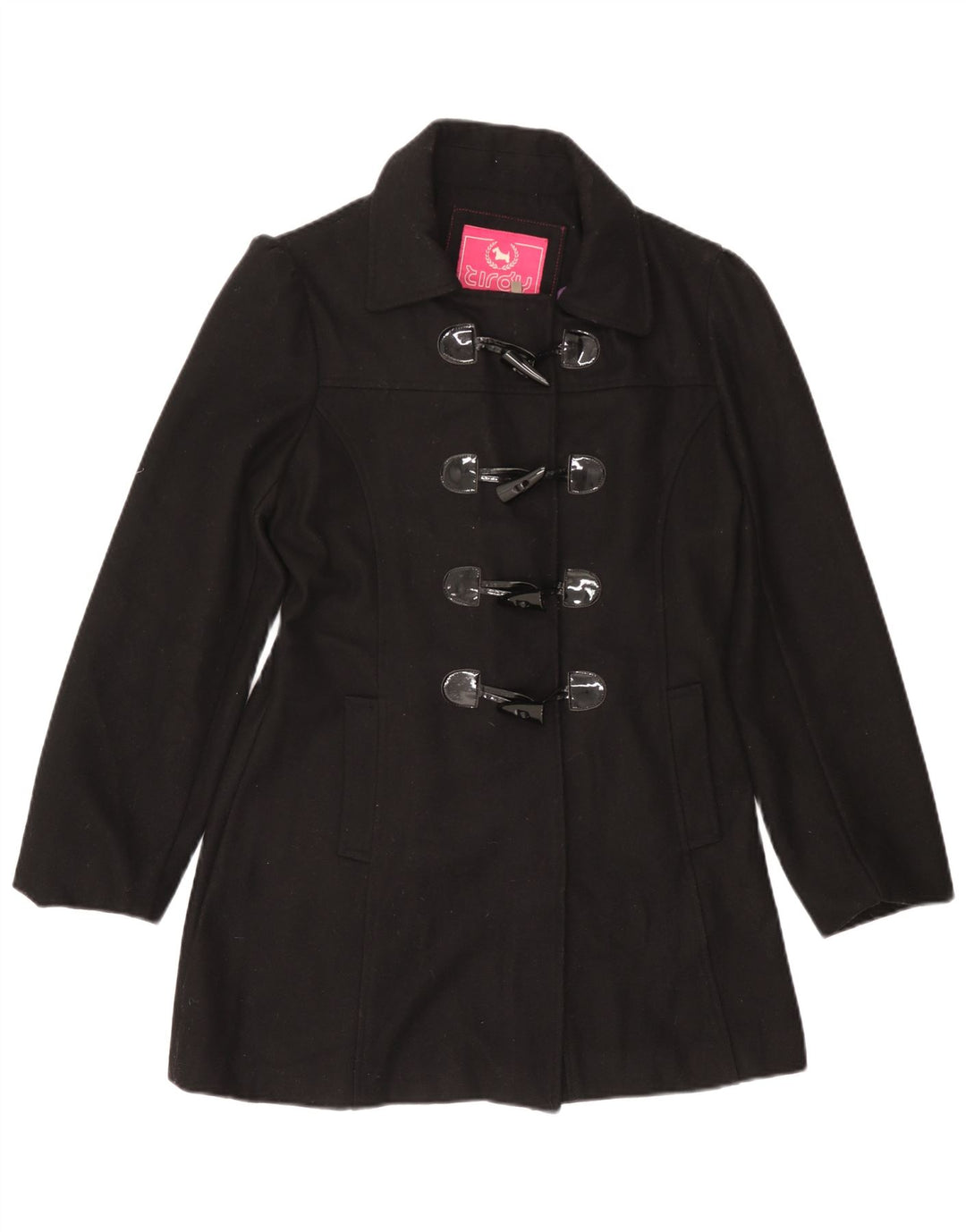 Tirdy ženski duffle kaput UK 16 velika crna vuna