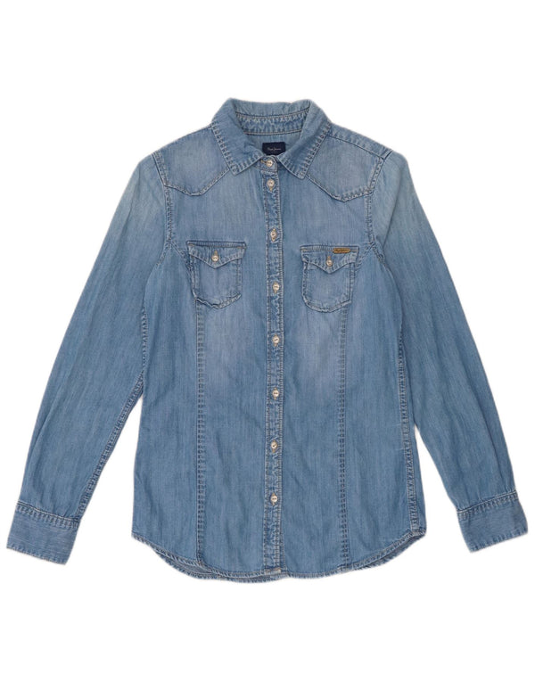 PEPE Jeans Ženska traper košulja UK 10 Mali plavi pamuk