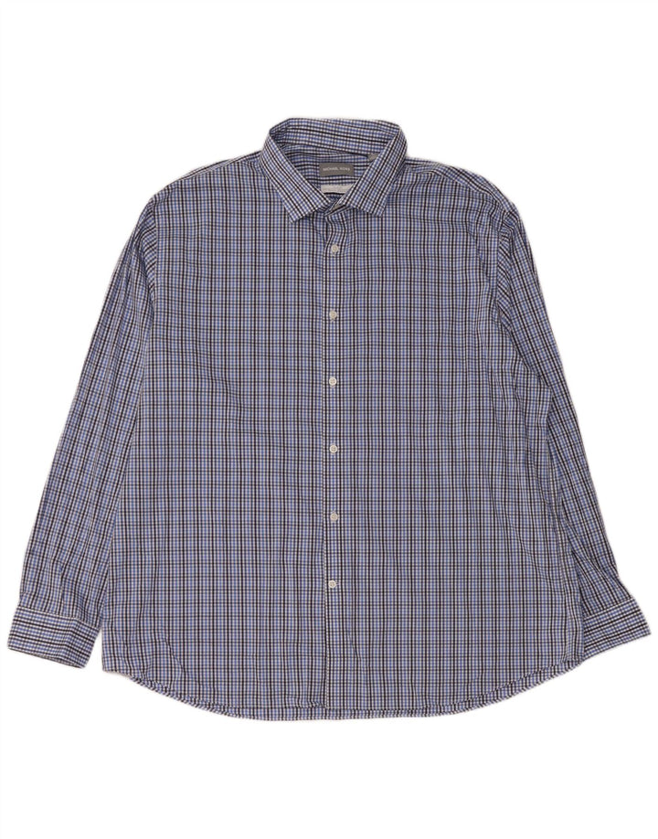 MICHAEL KORS Muška uska košulja veličine 18 1/2 2XL pamuk plavi karirani