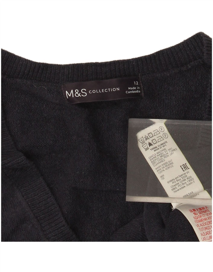 Marks & Spencer ženski džemper s V-izrezom UK 12 srednje tamnoplava