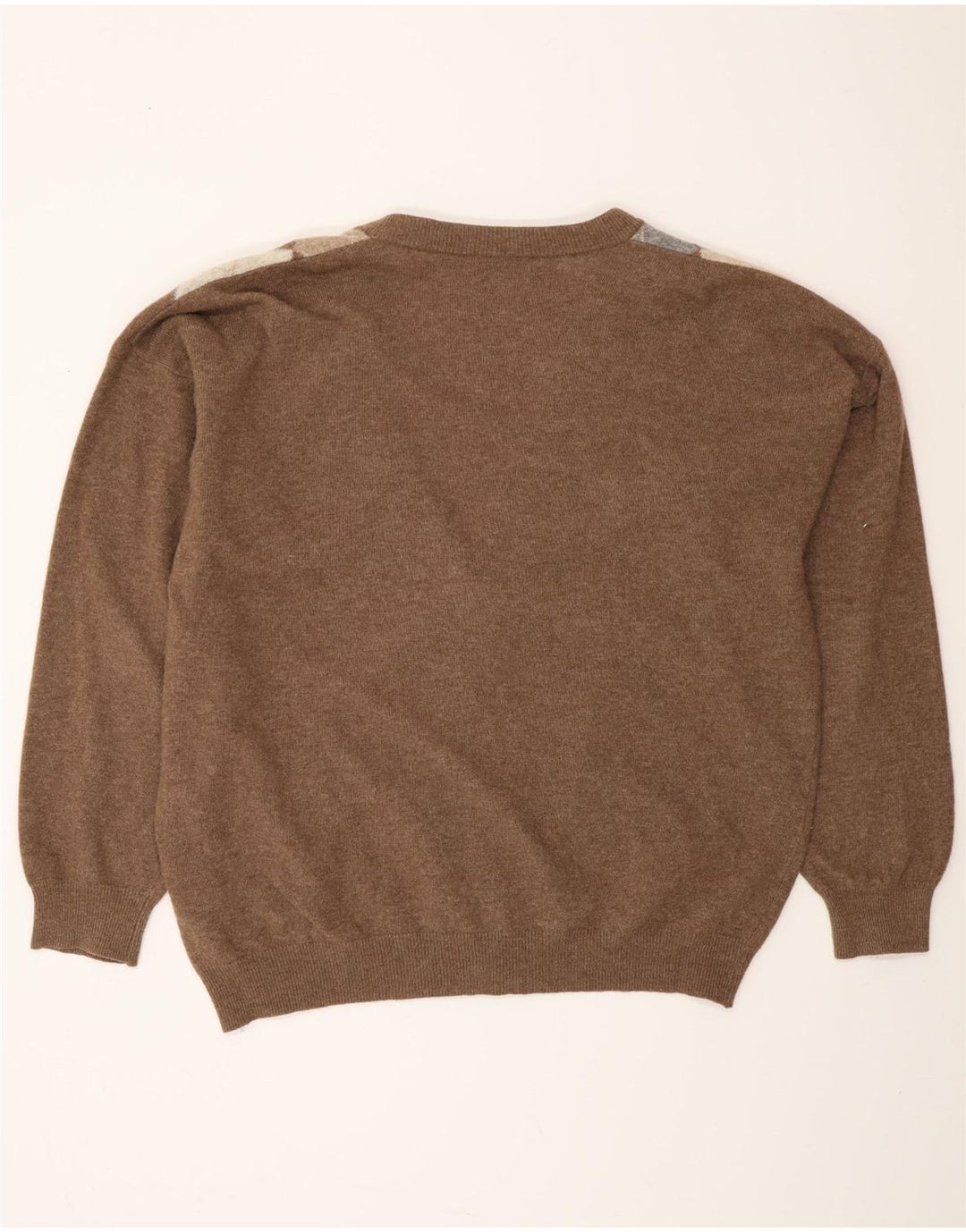 MONELLO Muški kardigan džemper IT 52 Large Brown Argyle/Diamond Wool