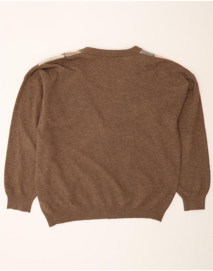 MONELLO Muški kardigan džemper IT 52 Large Brown Argyle/Diamond Wool