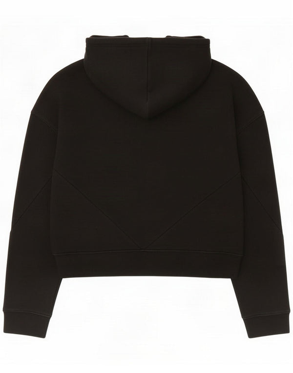 Adidas Womens Crop Graphic Hoodie Jumper UK 14 Large Black