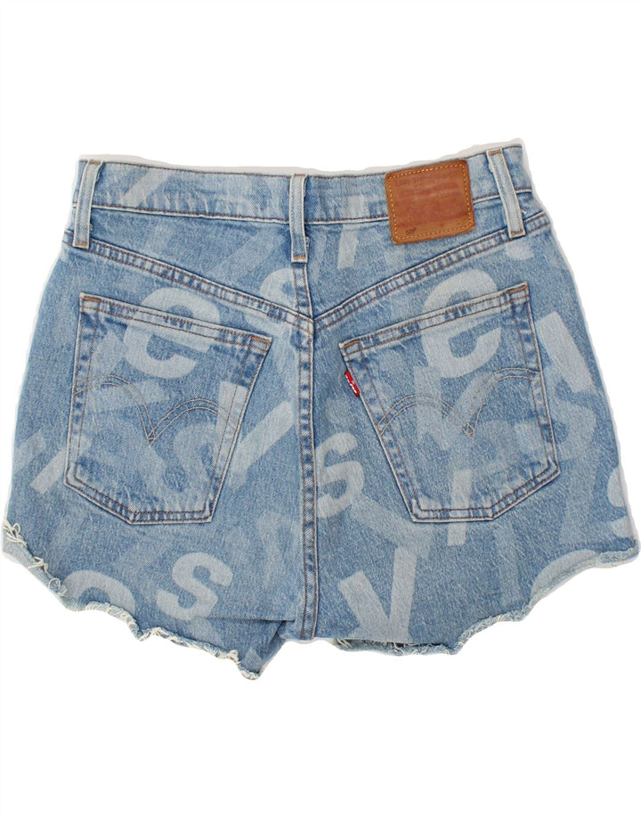 LEVI'S Womens 501 Abstract Pattern Denim Shorts W26 Small Blue Cotton Vintage Levi's and Second-Hand Levi's from Messina Hembry 