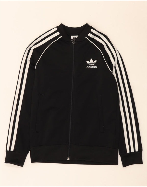 Gornja jakna od trenirke Adidas za dječake 8-9 godina, crni poliester