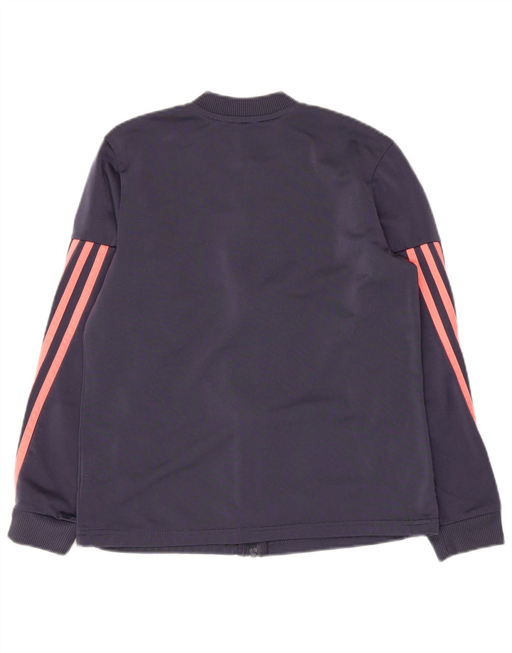 ADIDAS Girls Tracksuit Top Jacket 11-12 Years Purple Polyester