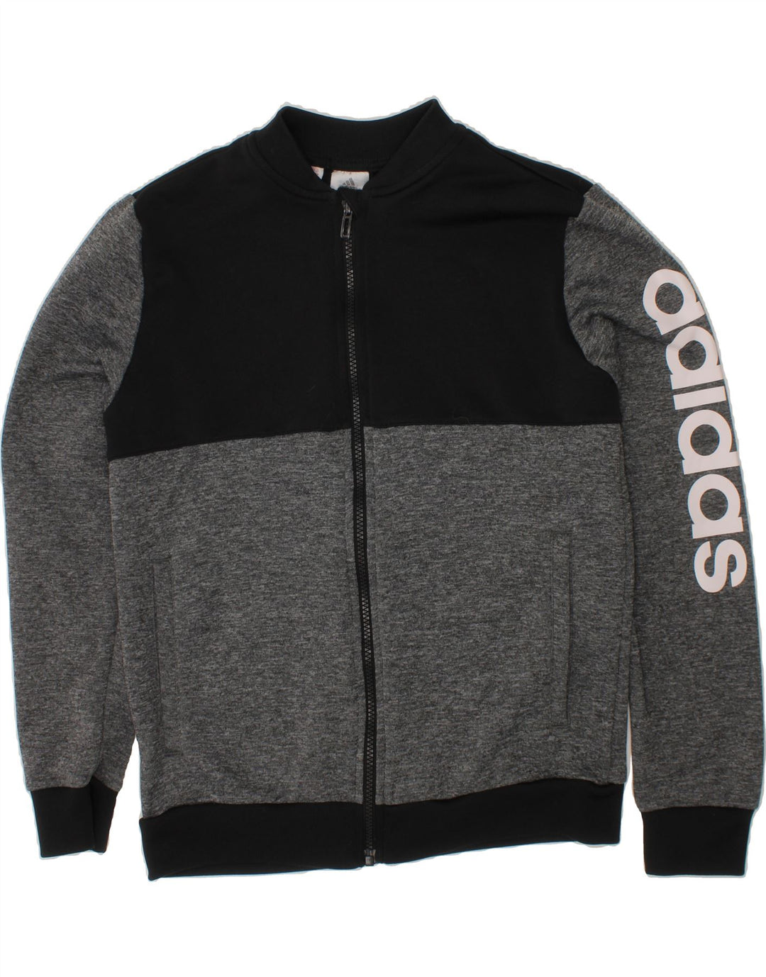 ADIDAS Boys Climalite Tracksuit Top Jacket 13-14 Years  Grey Colourblock Vintage Adidas and Second-Hand Adidas from Messina Hembry 