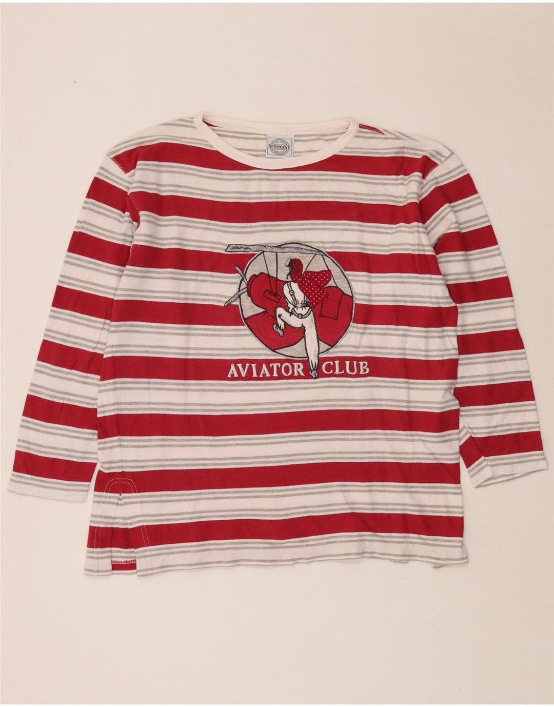 NOVI PENNY Ženska majica dugih rukava s grafikama UK 14 srednje crvene pruge