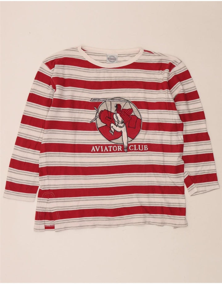 NOVI PENNY Ženska majica dugih rukava s grafikama UK 14 srednje crvene pruge