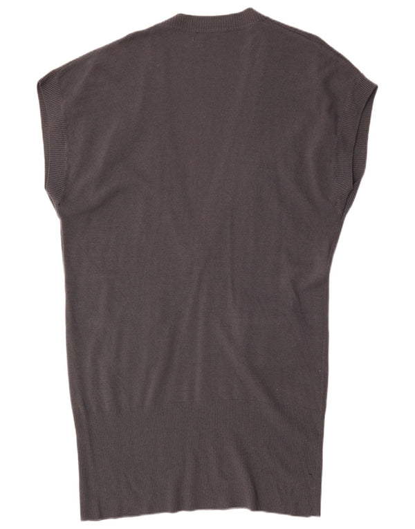 Benetton ženska džemper haljina bez rukava UK 16 Large Gray Lambswool