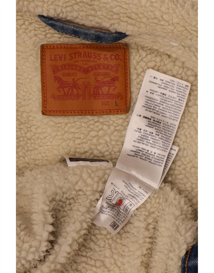 Levi's muška traper šerpa jakna UK 40 Large Blue Cotton