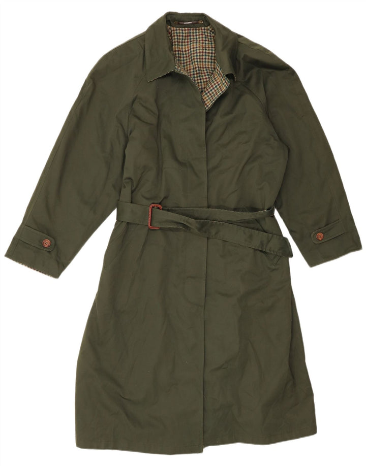 Vintage ženski trenč kaput IT 46 veliki zeleni karirani poliester