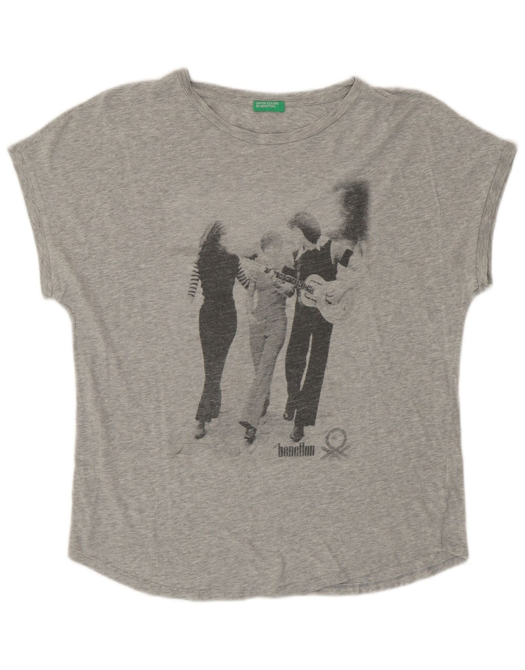 UNITED COLORS OF BENETTON Ženska majica kratkih rukava s grafičkim motivima UK 14 srednje siva