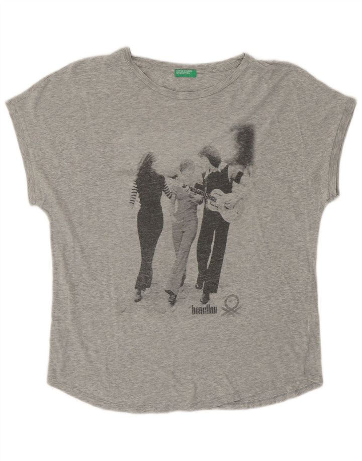 UNITED COLORS OF BENETTON Ženska majica kratkih rukava s grafičkim motivima UK 14 srednje siva