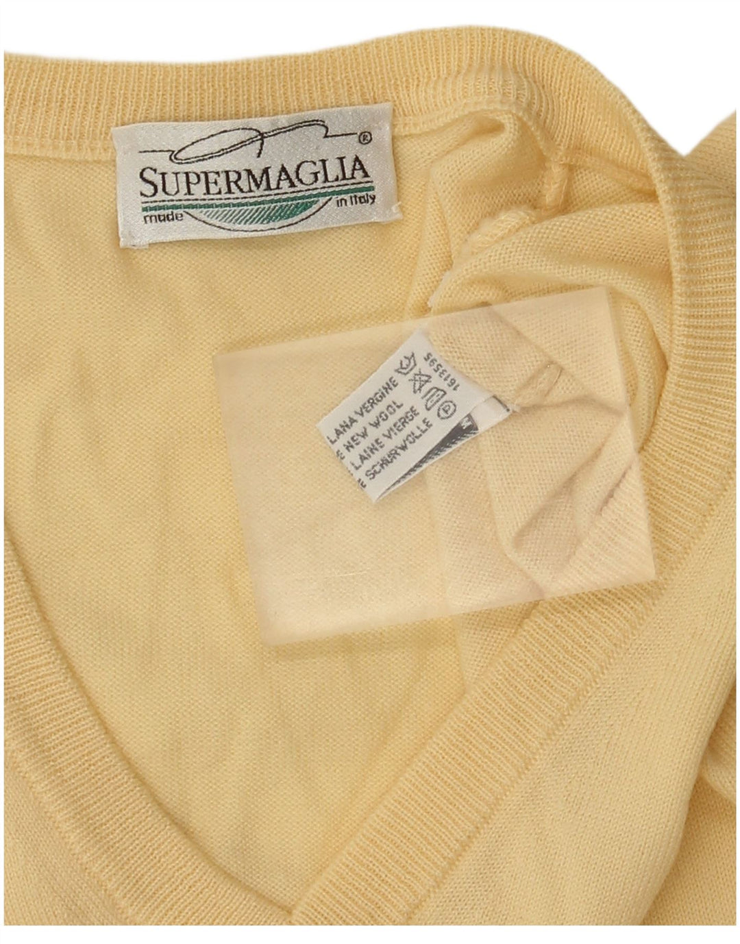 Supermaglia muški džemper s V-izrezom srednje žute vune