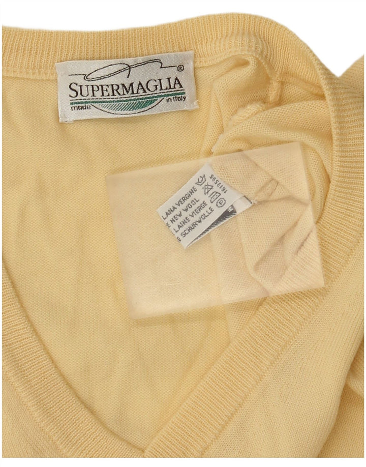 Supermaglia muški džemper s V-izrezom srednje žute vune