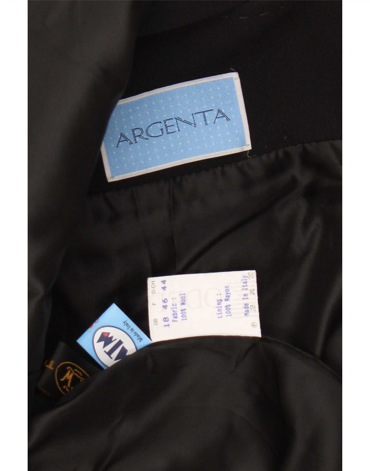 Vintage ženski sako sa 3 gumba UK 18 XL crna vuna