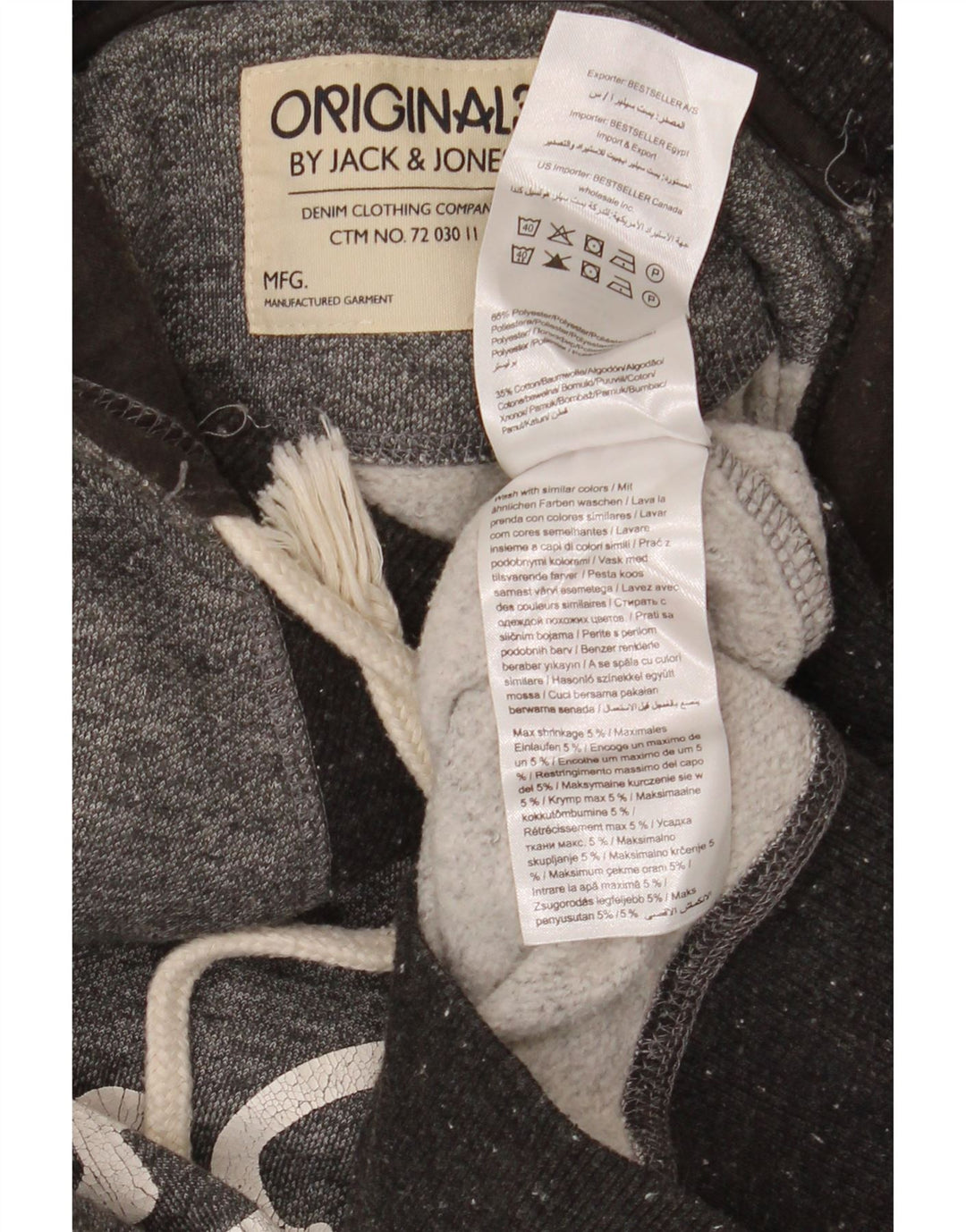 Jack & Jones muška majica s kapuljačom s kapuljačom srednje sive boje od poliestera