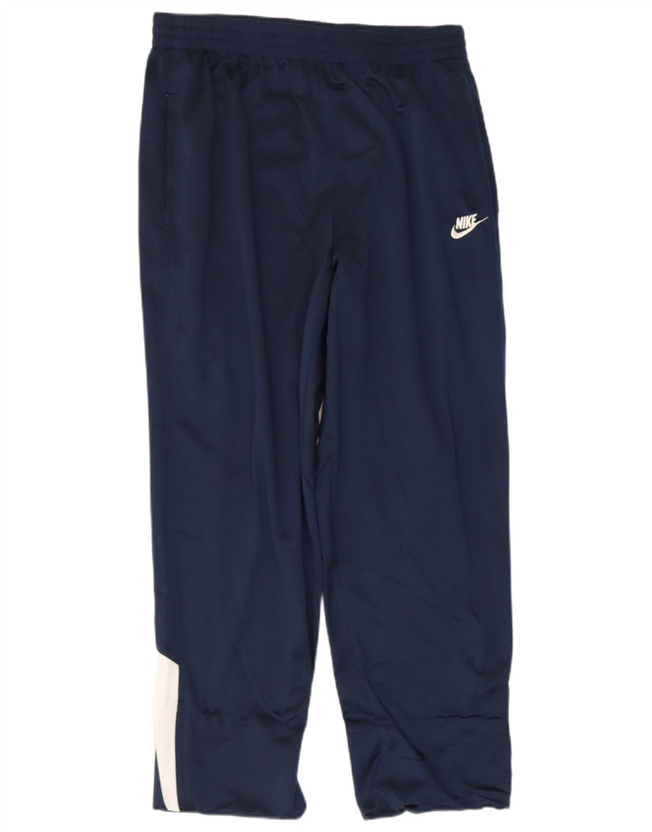 NIKE Mens Tracksuit Trousers  Large Navy Blue Colourblock Polyester