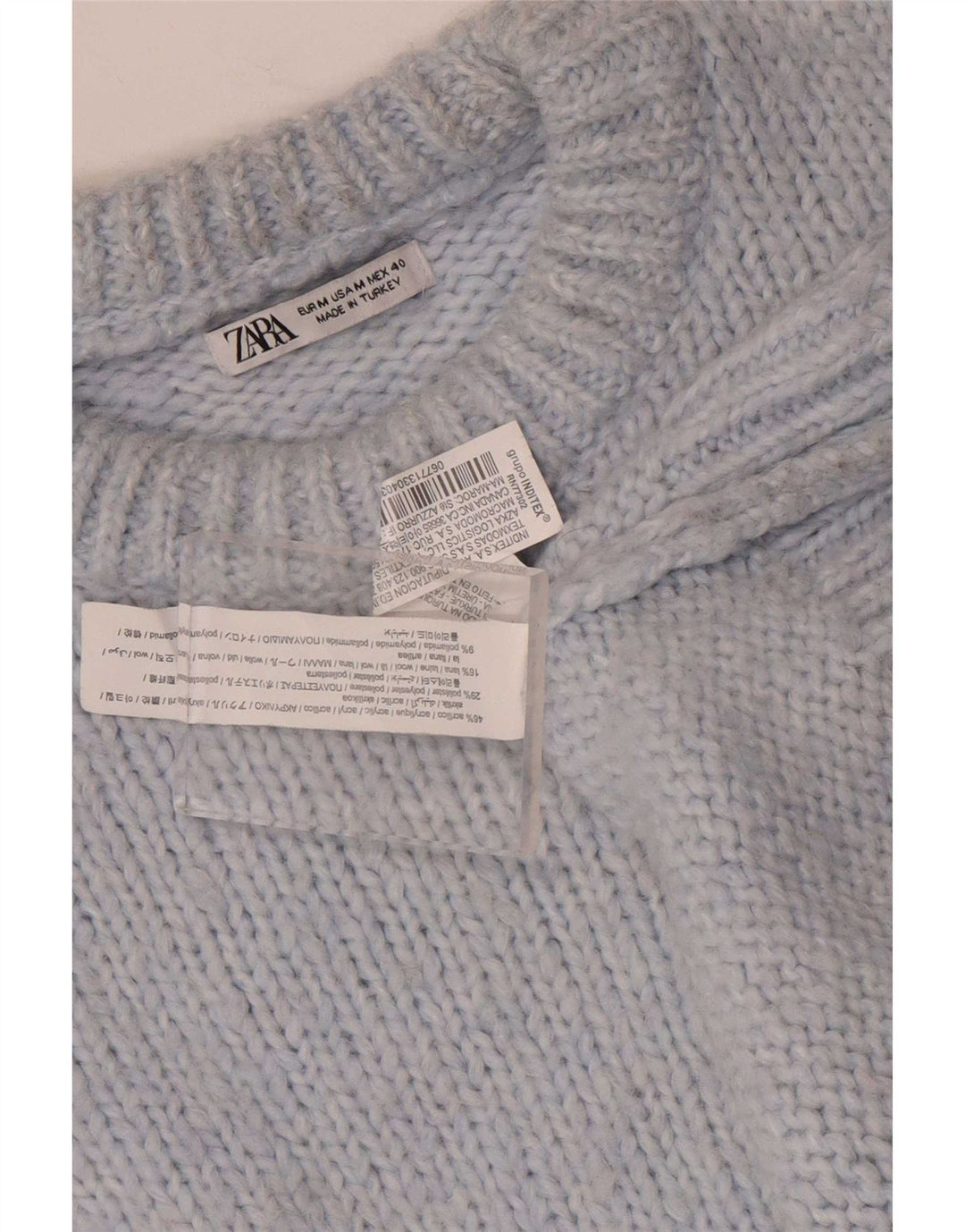 Zara ženski pulover s okruglim izrezom UK 14 Srednje plavi akril