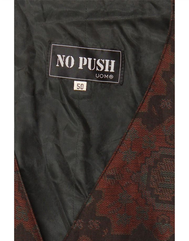 Vintage muški prsluk IT 50 srednje smeđi Ikat poliester