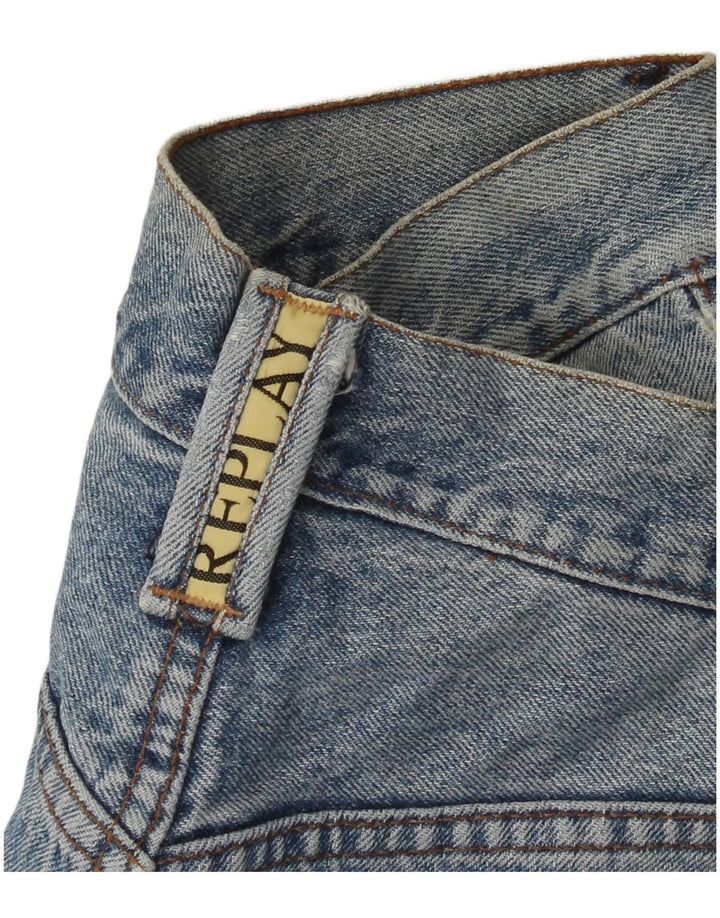 REPLAY Mens Denim Shorts W32 Medium Blue Cotton